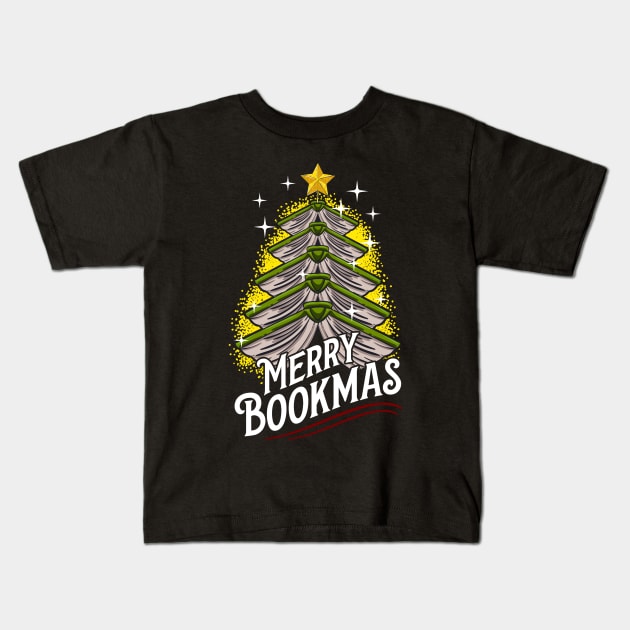 Merry Bookmas. Ugly Christmas Tree. Kids T-Shirt by KsuAnn